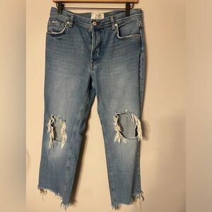 Trendy Distressed Jeans we the free free people denim women's sz 28 wide leg